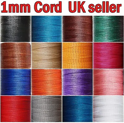 £1.79 • Buy Waxed Nylon Cord 1mm Craft Art Jewellery Bracelet Strong Durable 5m To 50m