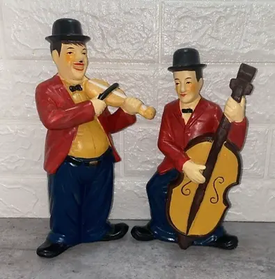 Vintage Laurel & Hardy Playing Instruments Ceramic 10  & 11  Figures Collectable • £29.95