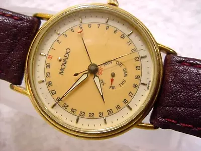 Vintage GOLD FD Lg Antique Art Deco MOVADO MULTIFUNCTION POINTER DATE Mens Watch • $62