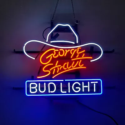 George Stratt Bud Light Neon Sign Light Beer Bar Bistro Wall Hanging Art 19 X15  • $135