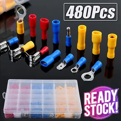 480 Pc Assorted Insulated Electrical Wire Terminal Crimp Connector Spade Set Kit • $18.80
