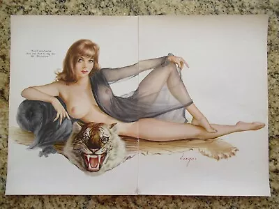 Double Page Vargas Original Playboy Magazine Cut Out Pin Ups - Tiger 16 X 11 • $9.99