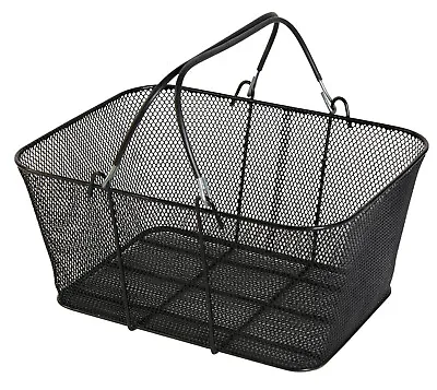 Black Metal Shopping Basket Mesh 17  X 12  X 7  Supermarket Merchandise Retail • $29.99