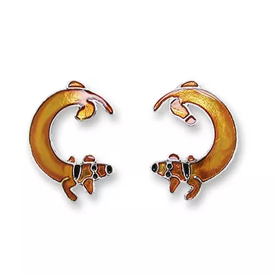 Zarah Zarlite Dachshund Dogs Post Earrings 1/2  X 3/8  With Gift Box • $18.69