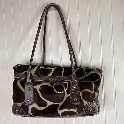 Leather Cowhide Bag Purse Maurizio Taiuti Large Totes Purse Italy FLAW • $29.97