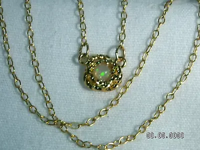 ...Vintage 12K Gold Filled Jelly Opal Pendant Necklace In Original Box... • $29.97