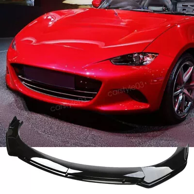 For 2016-2021 Mazda Miata MX-5 Glossy Black Front Bumper Lip Spoiler Splitter • $66.49