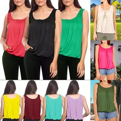 Ladies Camisole Vest Top Womens Stretchy Casual Tank Tops Plain Cami Cool Shirt  • £7.99