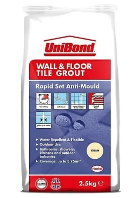 £8.99 • Buy UniBond Wall & Floor Tile Grout Cream 2.5kg