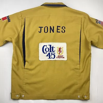 Vtg 70s Bowling Shirt Mens M Yellow Colt 45 Beer Jac Taipei 1971 Vietnam Era • $98.77