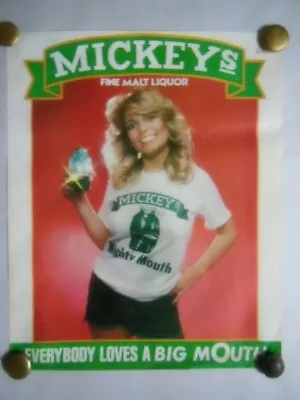 Vtg MICKEY'S Fine Malt Liquor POSTER 'Everybody Loves A Big Mouth' 1980's • $17