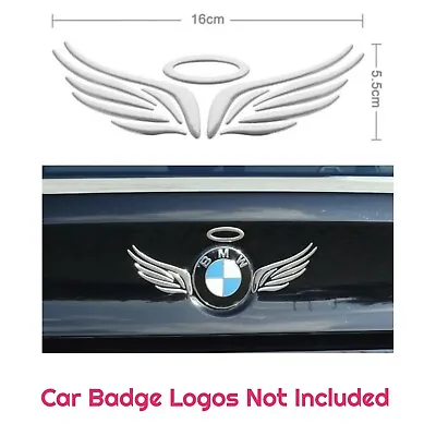 Mazda Bongo MX5 3D Dome Angel Wings Halo Car Sticker Decal Badge Silver Chrome • £2.35