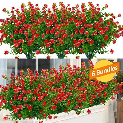 6X Artificial Plants Fake Flowers In/Outdoor For Garden Porch Window Box Plants • £7.47