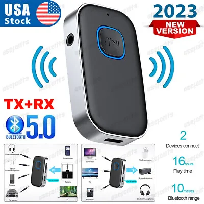 Bluetooth5.0 Transmitter Receiver Wireless Audio 3.5mm Aux Car Adapter Handsfree • $16.95