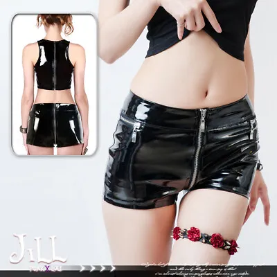 Cyberpunk Punk Visual Kei Patent Leather Tank Top Hot Shorts 2pc Set J2W210002 • $32.98