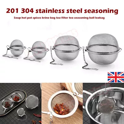 UK Stainless Steel Tea Ball Infuser Filter Leaf Leaves Spice Herb Mesh Strainer • £2.88