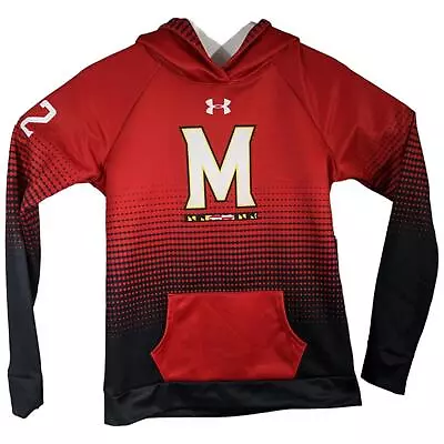 Maryland Terps Hoodie Womens Size Small Red Black Soccer Sideline Playername  22 • $22.94