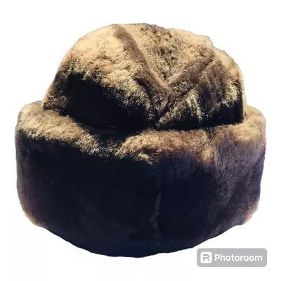 Vintage North King Dyed Mouton Lamb Fur Hat Brown Adult L • $25