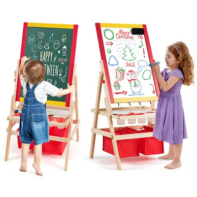 £55.99 • Buy 3-in-1 Wooden Kids Art Easel Magnetic Double Sided Easel Blackboard Whiteboard