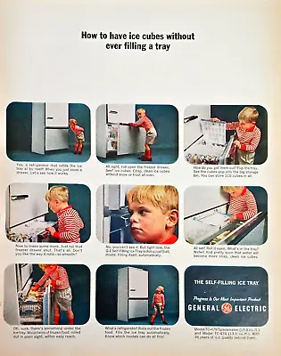General Electric Self Filling Spacemaker Ice Tray Vintage Color Print Ad 10x13 • $9.50