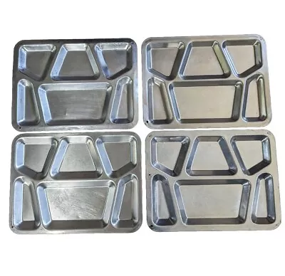 Lot 4 Military Mess Hall STAINLESS STEEL Prison Cafeteria Meal Divided Trays • $74.99