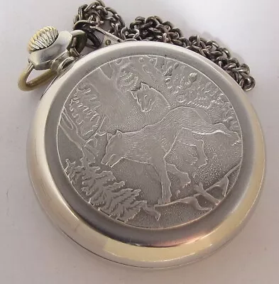 ☭Molnija Molnia WOLVES Wolf Vintage USSR Soviet Pocket Watch 1980s Chain SERVICD • $93