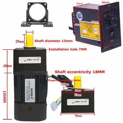 40W 220V AC Gear Reducer Motor Speed Motor 5RK40GN-CF With Speed Controller • $127.29