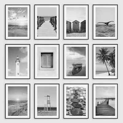 £3.75 • Buy Black & White Beach Wall Art Prints Sunset Tropical Sea Ocean Posters Pictures