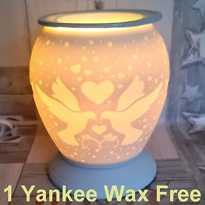 Electric Oil Burner Wax Melt Warmer Night Lamp Diffuser LOVEBIRDS HEART + Yankee • £14.90