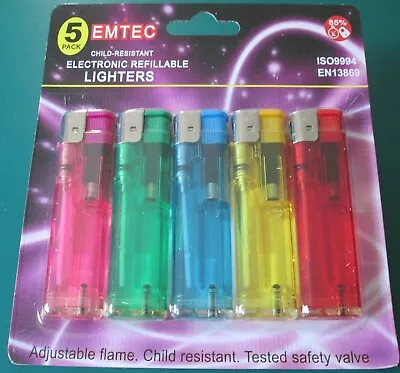 £3.30 • Buy 5 Pack Electronic Refillable Lighters