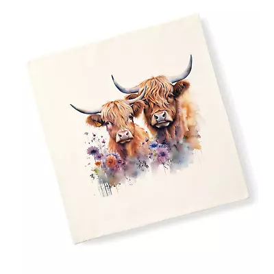 Highland Cow Printed Pillow - Cushion Cover Country Style In Water Colour • £8.99