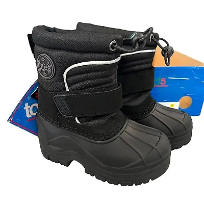 Totes Snow Boots Boy’s 8T Toddler Duck Toe Insulated Winter Black Waterproof NWT • $24.99