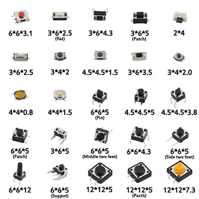 Micro Switch Push Tact Button ON/OFF Touch Button Switch Assortment Kits US • $10.11