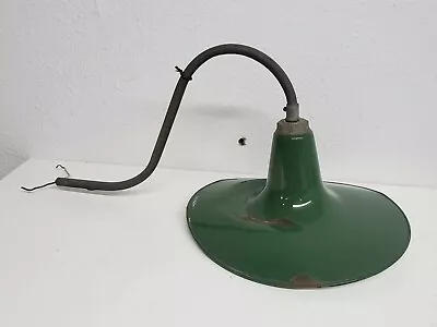 Vintage 16  Benjamin Industrial Barn Light Fixture Green Porcelain Enamel Shade • $48.07