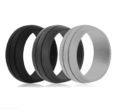 3 Pack Silicone Wedding Rings Unisex Rubber Bands For Active Lifestyles & Sport • $6.99