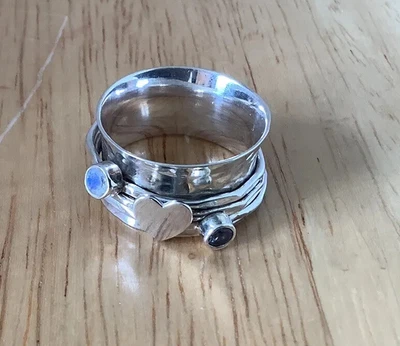 £10.50 • Buy Solid Silver 925 Chunky Wide Spinning Ring Size N 5+g