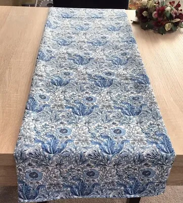 Table Runner - WILLIAM MORRIS COMPTON Blues Lined  60” Long 100% Cotton. • £10