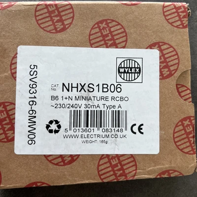 £20 • Buy Wylex B6 Miniature RCBO, NHXS1B06, Type A 6amp