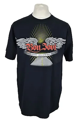 £29.95 • Buy FRUIT OF THE LOOM Black Graphic T-Shirt Size L Mens Bon Jovi Lost Highway Tour