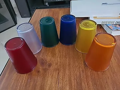 Set Of 6 Vintage Coloured Harlequin Plastic Tumbler Glasses Hollywood Premiere • $20