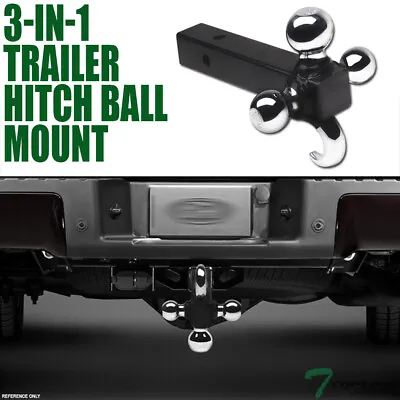 Topline 3-In-1 Loaded Tri-Ball Mount Trailer Tow Hitch+Hook 2  Receiver For Jeep • $70