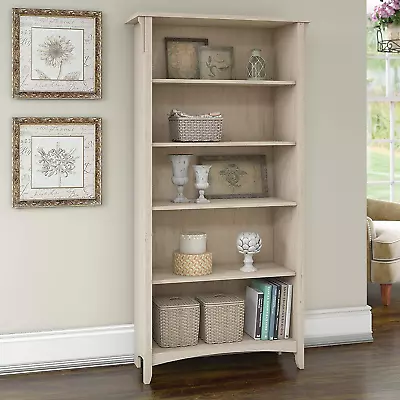 Antique White Distressed Style Modern Farmhouse Bookshelf  • $318.77