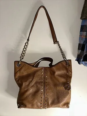 🌞michael Kors Uptown Astor Studded Walnut Brown Leather Large Tote Bag • $42.50