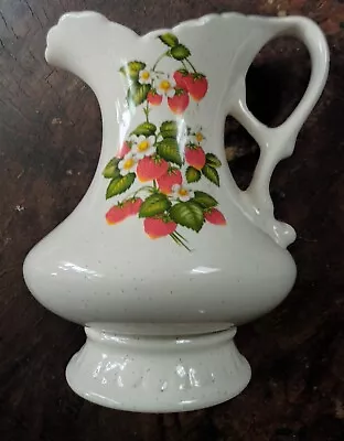 Vintage Treasure Craft Strawberries Ceramic Water Pitcher  • $30