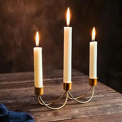 3 Arms Candle Holder Table Centerpiece Alloy Elegant Candelabra Candle Holders • £8.23