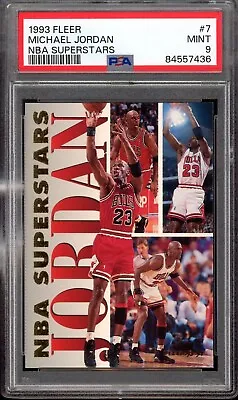 1993 Fleer NBA Superstars Insert #7 MICHAEL JORDAN PSA 9 MINT Bulls HOF • $35