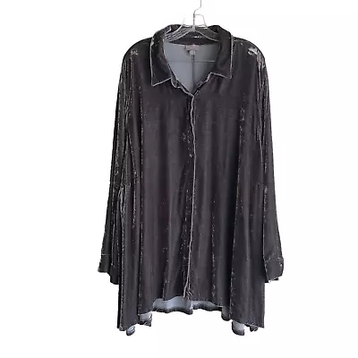 J. Jill Women's Velvet Tunic Shirt Plus 4X Grayish Brown Long Sleeve Rayon Silk • $126.39