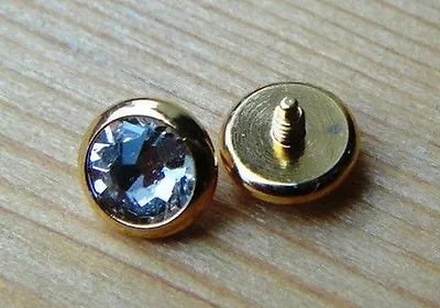 1pc 14g Gold Plated 4mm / 5mm Flat Clear CZ GEM MICRO DERMAL ANCHOR HEAD • $5.53