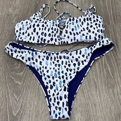 $14 • Buy Zaful Swimsuit Blue Bikini 2 Piece Medium 6 C14