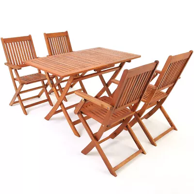 CASARIA® Wooden Garden Dining Table And Chairs Set | 4 Seater | Acacia Wood • £169.95